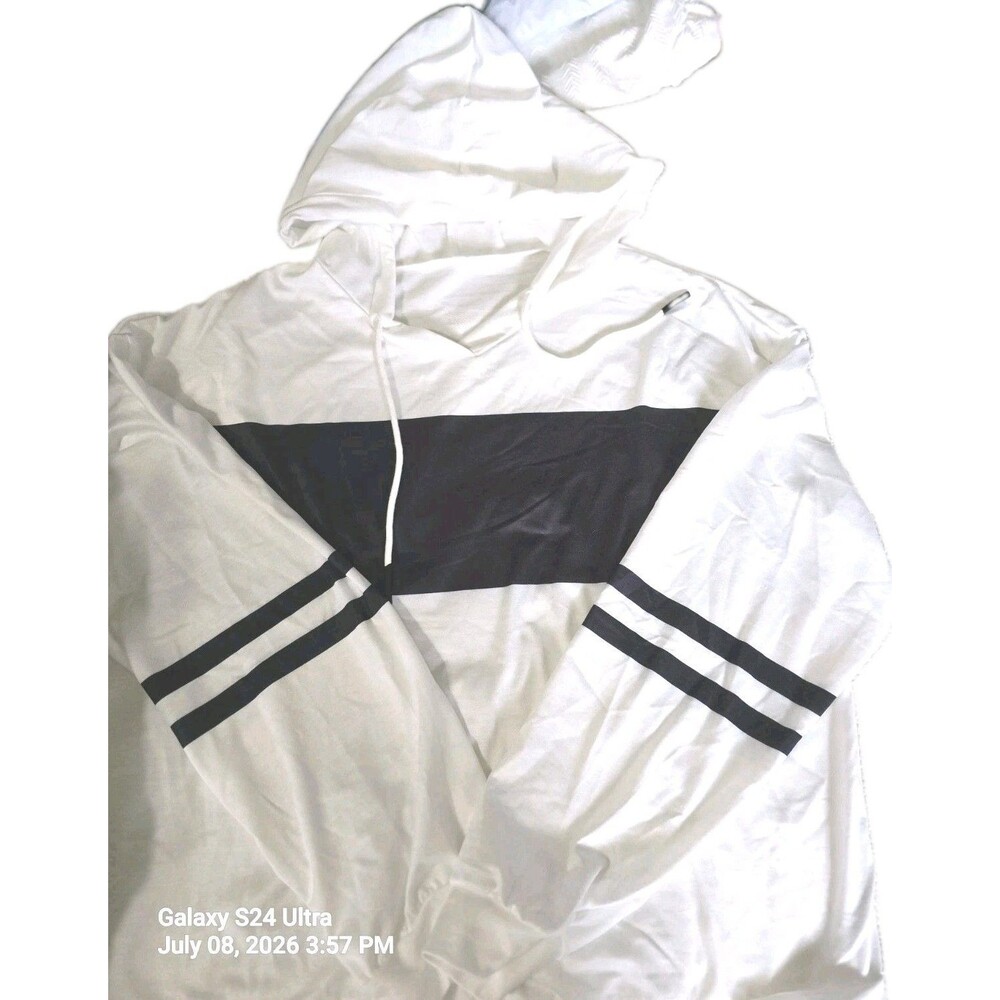 SHEIN White/Black Colorblock Pullover Hoodie Unisex Adults XL Cotton Blend